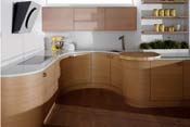Fitted curve in linear oak and white elica hood
